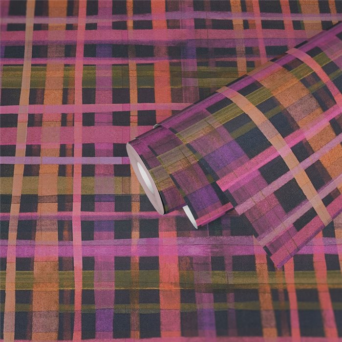 Papeldecor|Vliestapete Aquarell Karomuster rosa|Karos