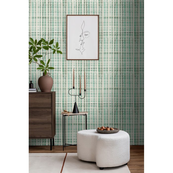 Papeldecor|Papier peint à carreaux turquoise rétro|Carreaux