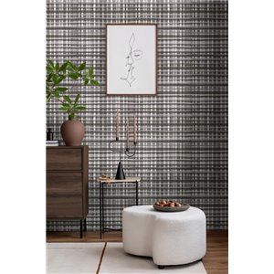 Casadeco|Modern Japandi oriental geometric wallpaper, shiny tatami, metallic sand beige|Checkered 2