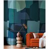 Papeldecor|Mural pared abstracto en azul y verde|Murales de Pared