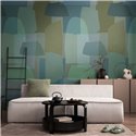 Papeldecor|Papier peint panoramique abstrait tons verts et bleus|Panoramiques
