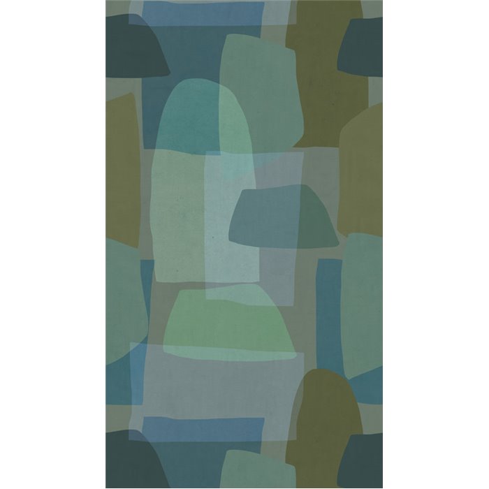 Papeldecor|Mural pared abstracto tonos verdes y azules|Murales de Pared