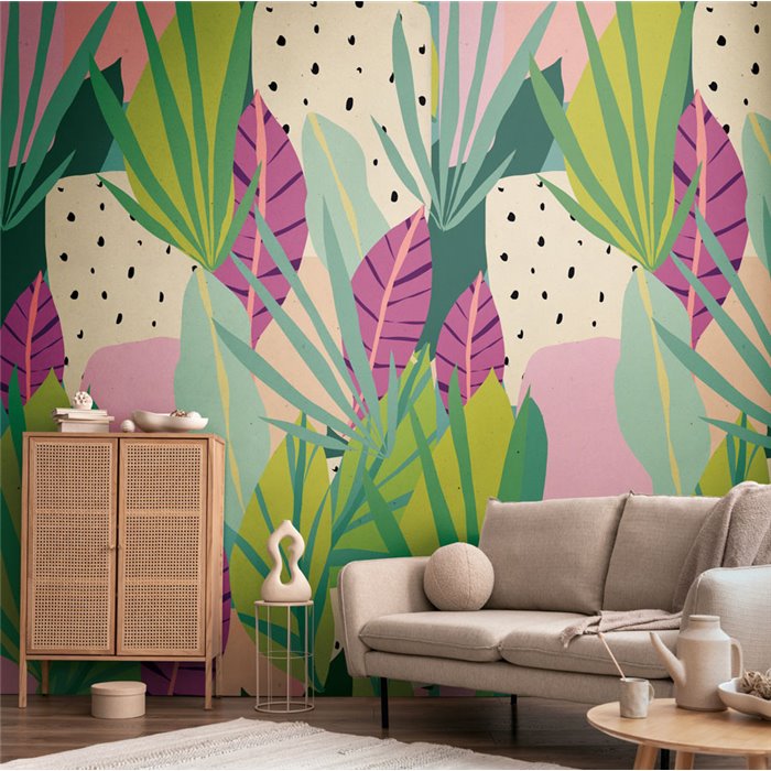 Mural pared tropical hojas exóticas coloridas - Papeldecor Horizons 2028782081