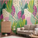 Papeldecor|Papier peint panoramique tropical feuilles exotiques colorées|Panoramiques