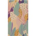 Papeldecor|Papier peint panoramique tropical tons lilas moutarde et vert|Panoramiques