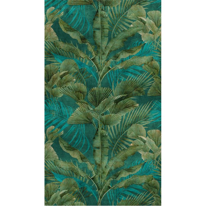 Papeldecor|Papier peint panoramique jungle tropicale feuillage vert luxuriant|Panoramiques