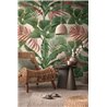 Papeldecor|Papier peint panoramique tropical feuilles vertes et tons terre|Panoramiques