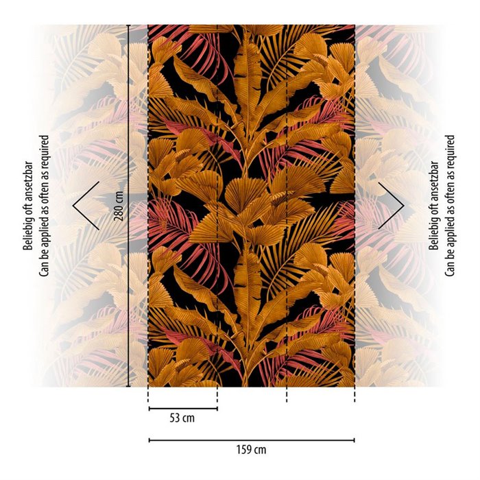 Papeldecor|Wall mural tropical in black and gold|Wallmurals