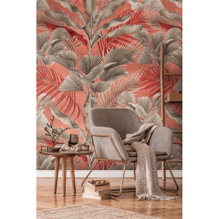 Mural pared tropical tonos coral y beige - Papeldecor Horizons 2028391854