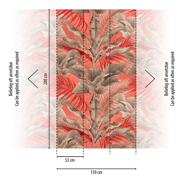 Papeldecor|Wall mural tropical tones coral and beige|Wallmurals