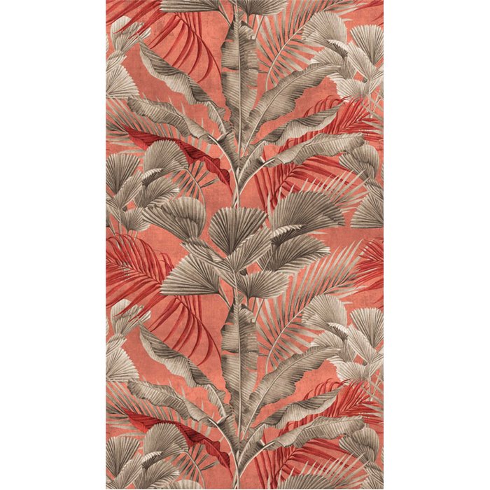 Papeldecor|Papier peint panoramique tropical tons corail et beige|Panoramiques