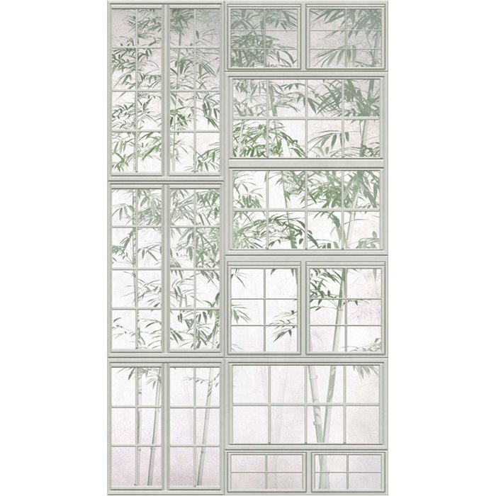 Papeldecor|Wandbild japanisch mit Bambus-Illustrationen|Wandbild