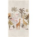 Papeldecor|Papier peint panoramique safari avec girafes flamants et flore|Panoramiques