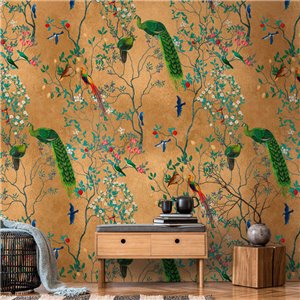 As Creation|Wallpaper flowers in romantic style white, green|Romantic
