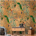 Papeldecor|Papier peint panoramique chinoiserie oiseaux et fleurs coloré|Panoramiques