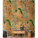 Papeldecor|Wandbild Chinoiserie Vögel und Blumen farbenfroh|Wandbild