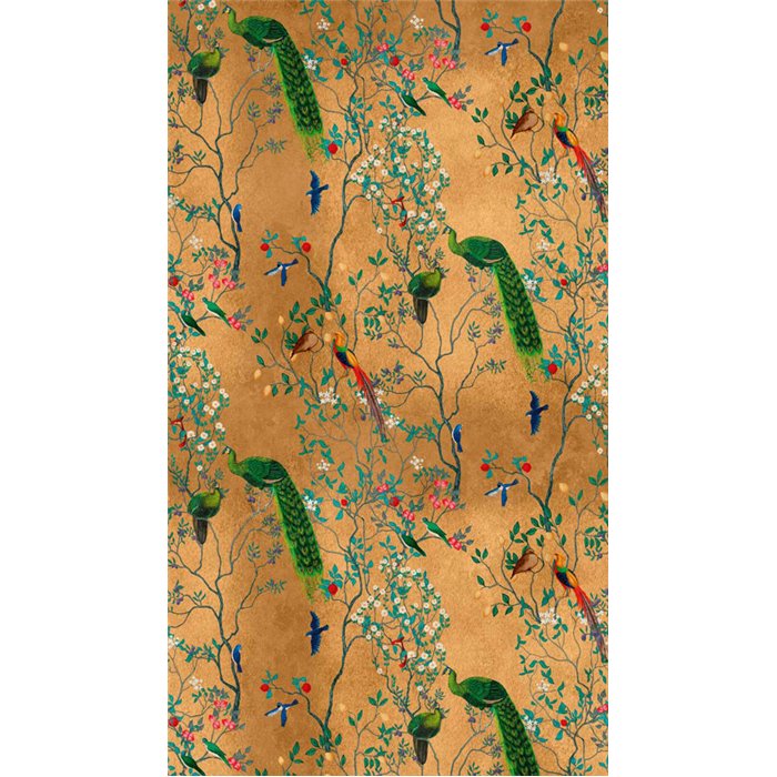 Papeldecor|Mural pared chinoiserie aves y flores colorido|Murales de Pared