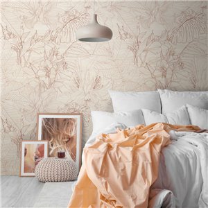 Casamance|Wandbild abstrakte Kalkmalerei rosa braun geometrisch|Wandbild