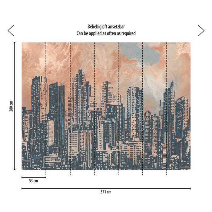 Papeldecor|Wandbild urban mit Wolkenkratzern|Wandbild