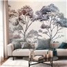Papeldecor|Papier peint panoramique arbres tons gris|Panoramiques