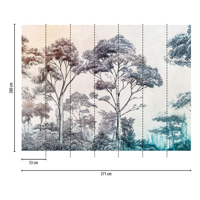 Papeldecor|Papier peint panoramique arbres tons gris|Panoramiques