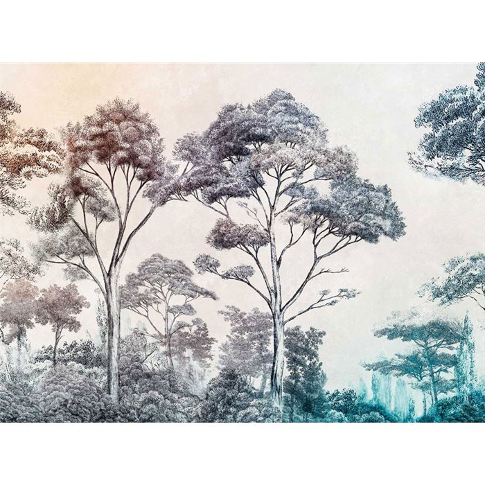 Papeldecor|Papier peint panoramique arbres tons gris|Panoramiques