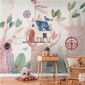 As Creation|Wallpaper forest animals gray for children|Children's