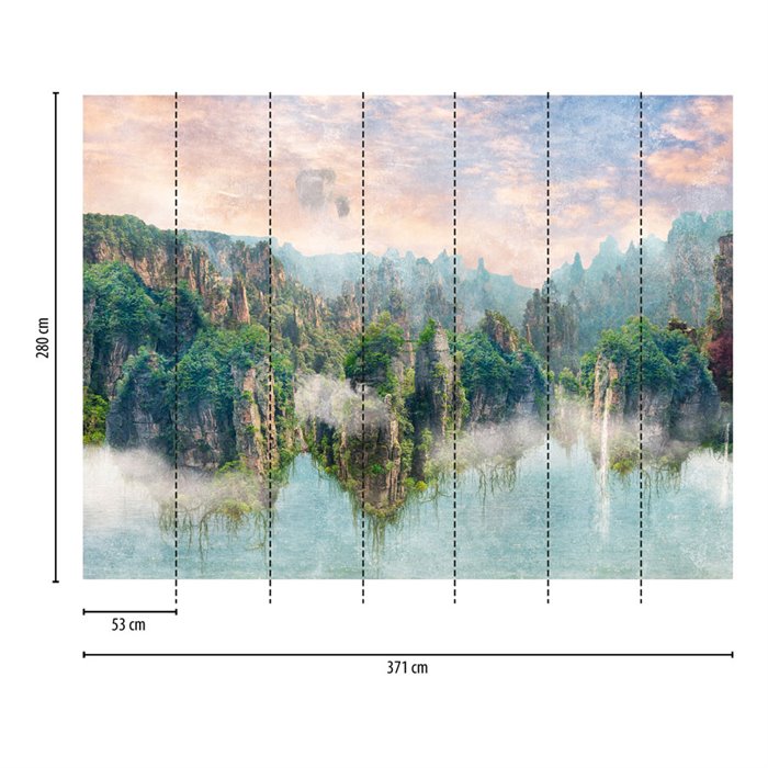 Papeldecor|Wandbild Berglandschaft mit Nebel|Wandbild