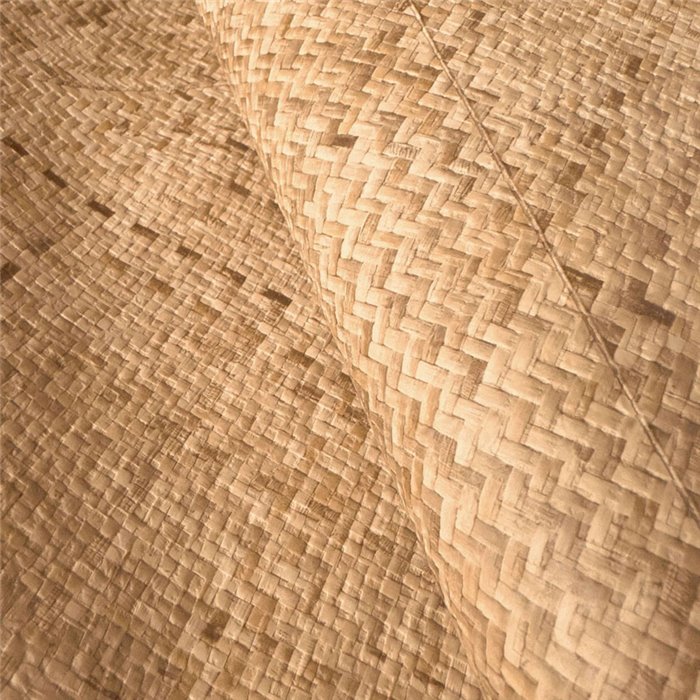 Elitis|Papier peint effet rotin tressé doré miel|Imitation Raphia