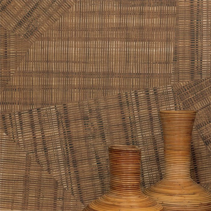 Elitis|Papier peint panoramique patchwork d’osier tressé|Panoramiques