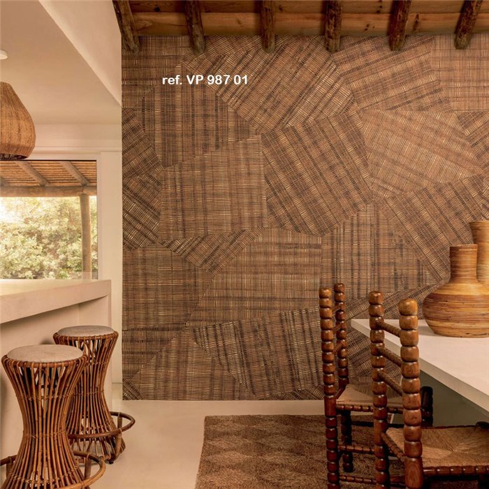 Elitis|Wall mural wicker patchwork beige|Wallmurals