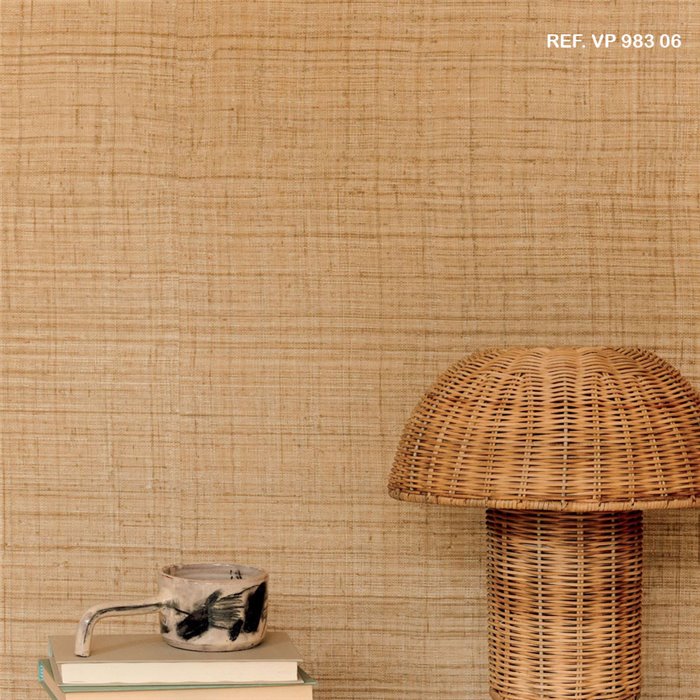 Papel pintado textura fibra natural trenzada amarillo dorado - Élitis Matières végétales VP98360