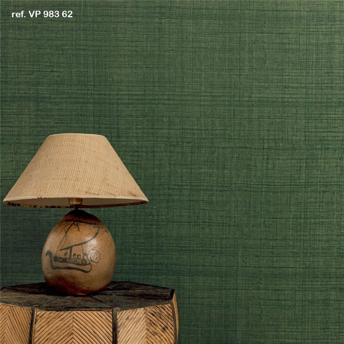 Papel pintado fibra natural tejida de abaca verde - Élitis Matières végétales VP98361