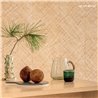Elitis|Tapete aus geflochtenem Rattan in Beige und Gold|Raffiaimitation