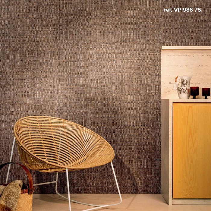 Elitis|Raffia-effect wallpaper in grey and brown tones|Raffia Imitation