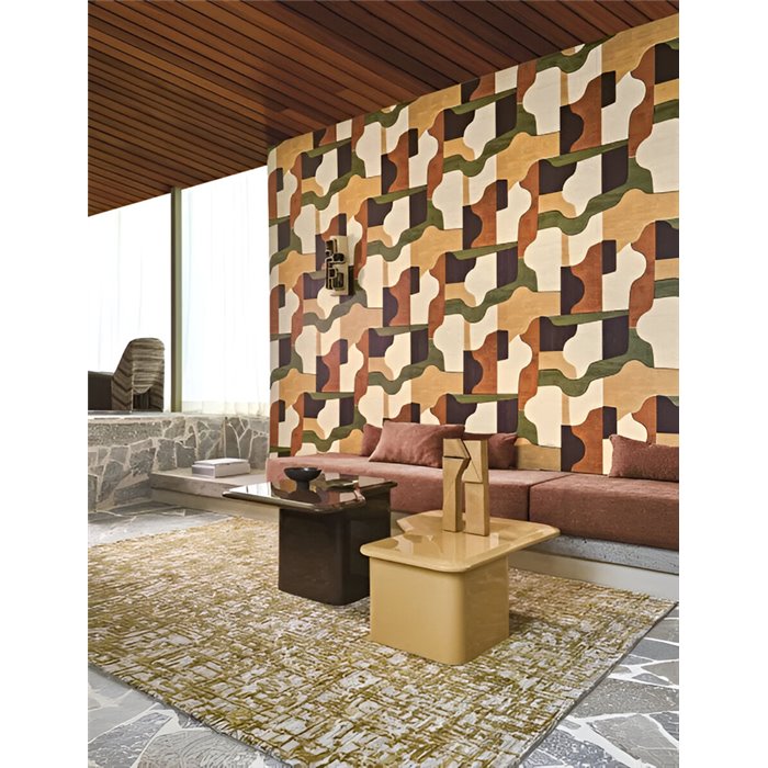 Casamance|Wallpaper mosaic geometric wood imitation|Modern