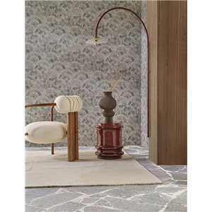 Elitis|Papier peint fond bleu turquoise intense et broderies marron clair|Haut Gamme 2