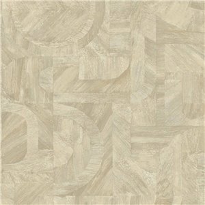 Casamance|Wallpaper geometric wood inlay beige and grey|Modern