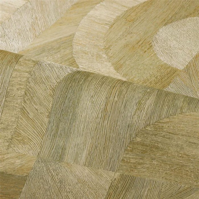 Casamance|Papier peint bois géométrique marqueterie vert|Papier Peint