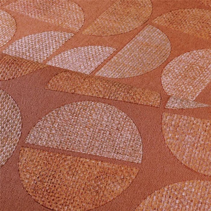 Casamance|Papier peint bois raphia géométrique orange|Moderne