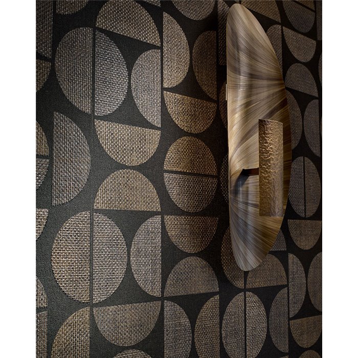 Casamance|Papier peint bois raphia géométrique noir|Moderne