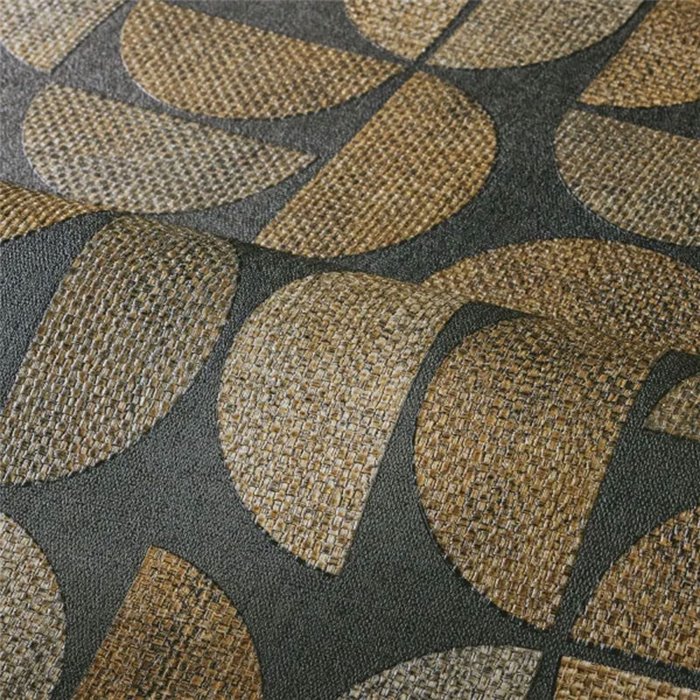 Casamance|Papier peint bois raphia géométrique noir|Moderne