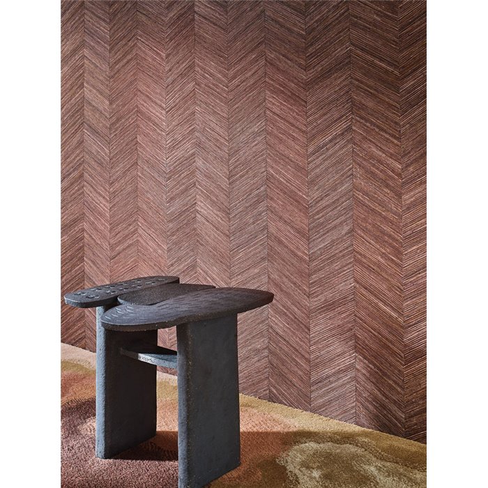 Casamance|Papier peint bois chevrons rouge|Imitation Bois