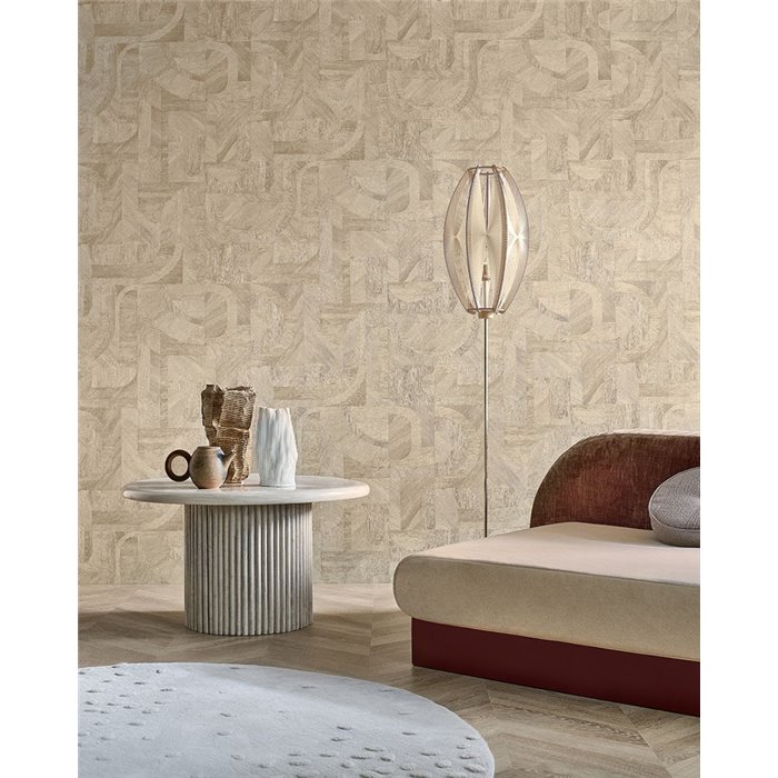 Casamance|Holzmosaik Tapete Intarsien elegant grün|Tapeten