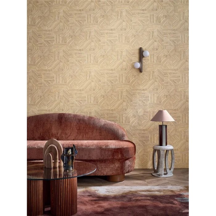 Casamance|Wallpaper wood mosaic purple|Geometric