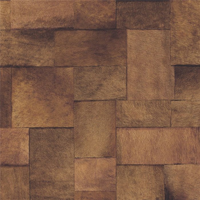 Elitis|Papier peint vinyle effet peau de poulain marron|Imitation Peau