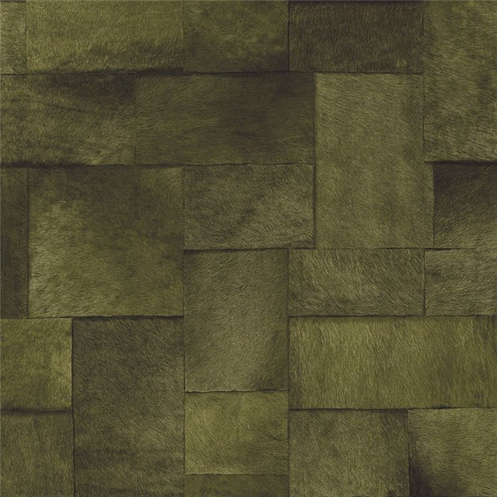 Elitis|Papier peint vinyle peau de poulain verte|Imitation Peau