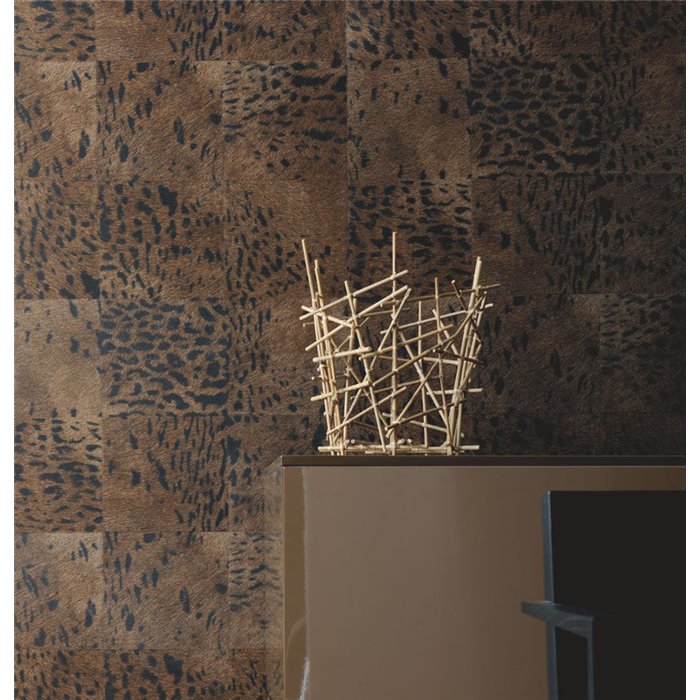 Elitis|Papier peint peau de léopard marron foncé|Ethnique
