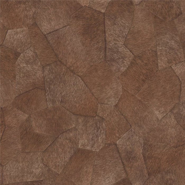Elitis|Terracotta brown pony skin wallpaper with patchwork style|Ethnic