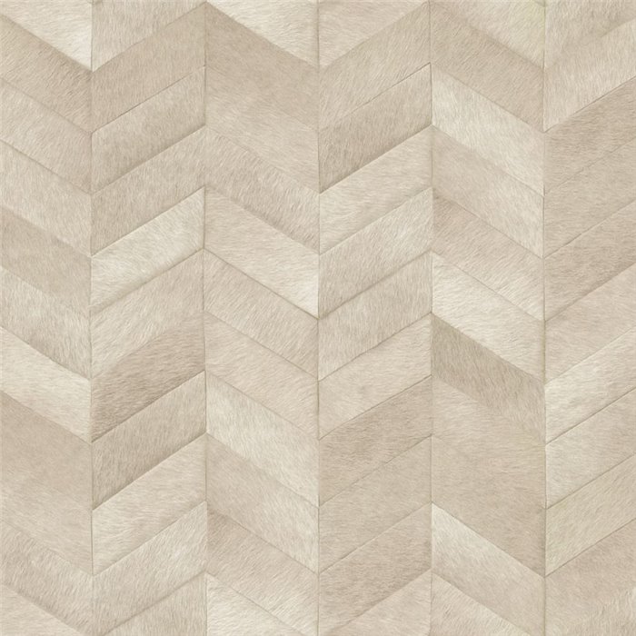Elitis|Vinyl-Tapete Tierfelloptik greige mit Chevron-Muster|Lederimitat